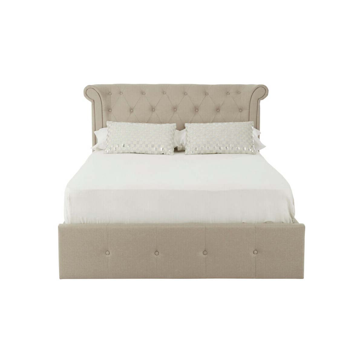 Edison Beige Double Ottoman Bed