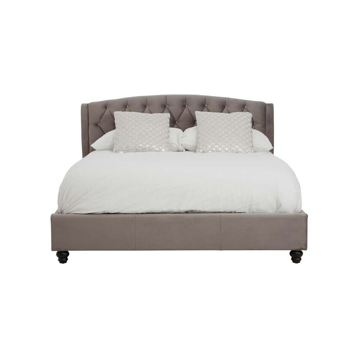 Josephine Grey Velvet King Bed