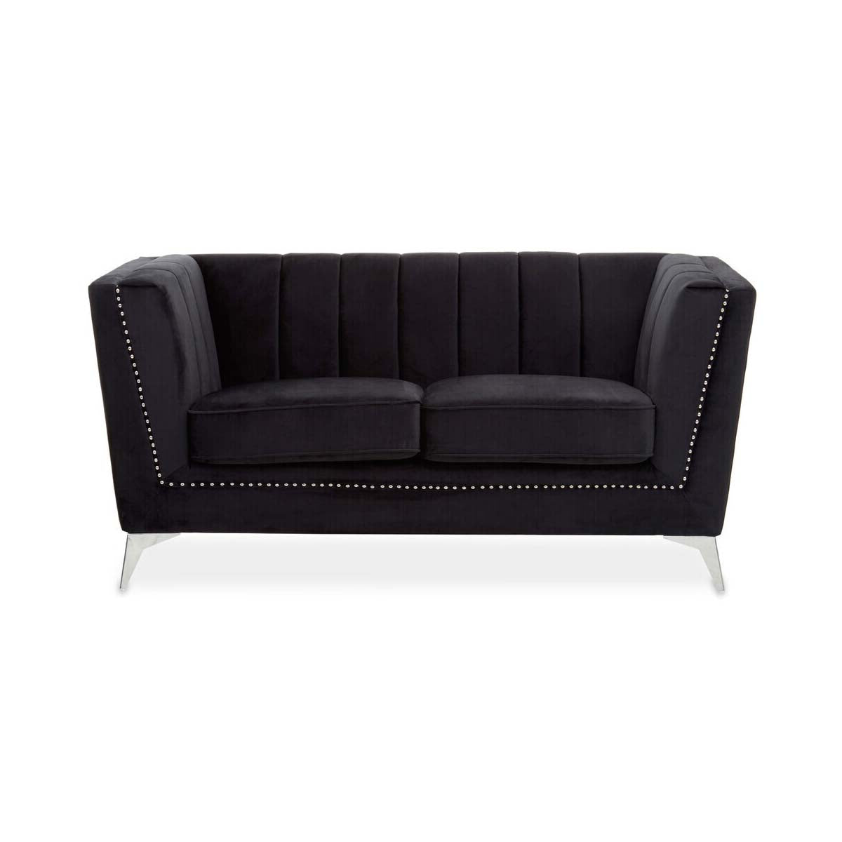 Hansa Two Seat Black Velvet Sofa