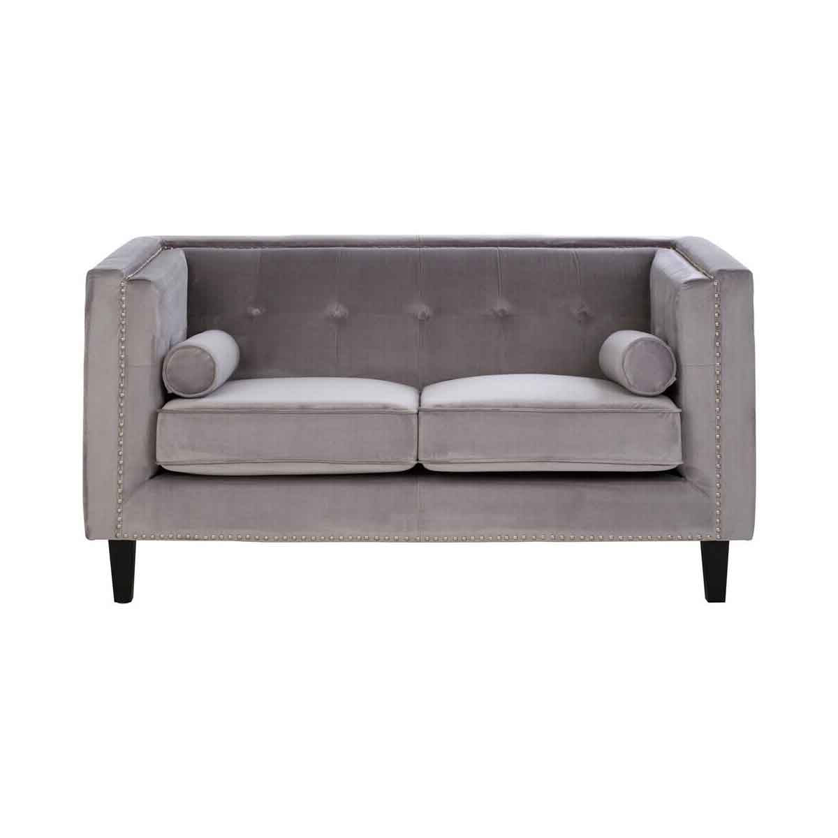 Felisa Two Seater Grey Velvet Sofa
