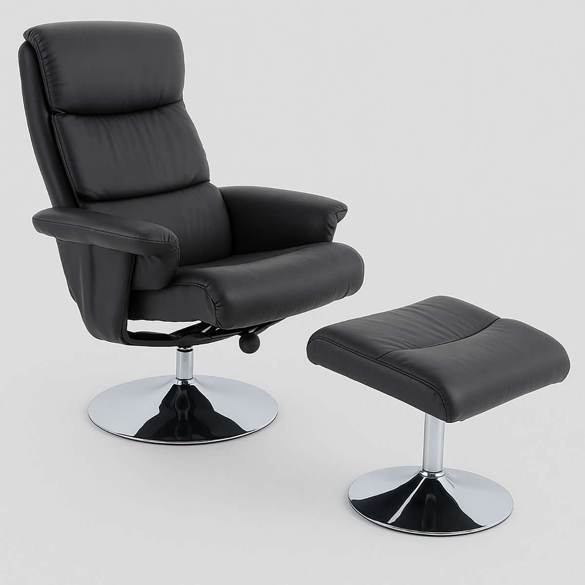 Denton Grey Leather Effect Chair And Foo