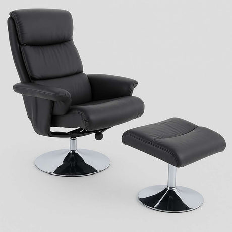 Denton Grey Leather Effect Chair And Foo