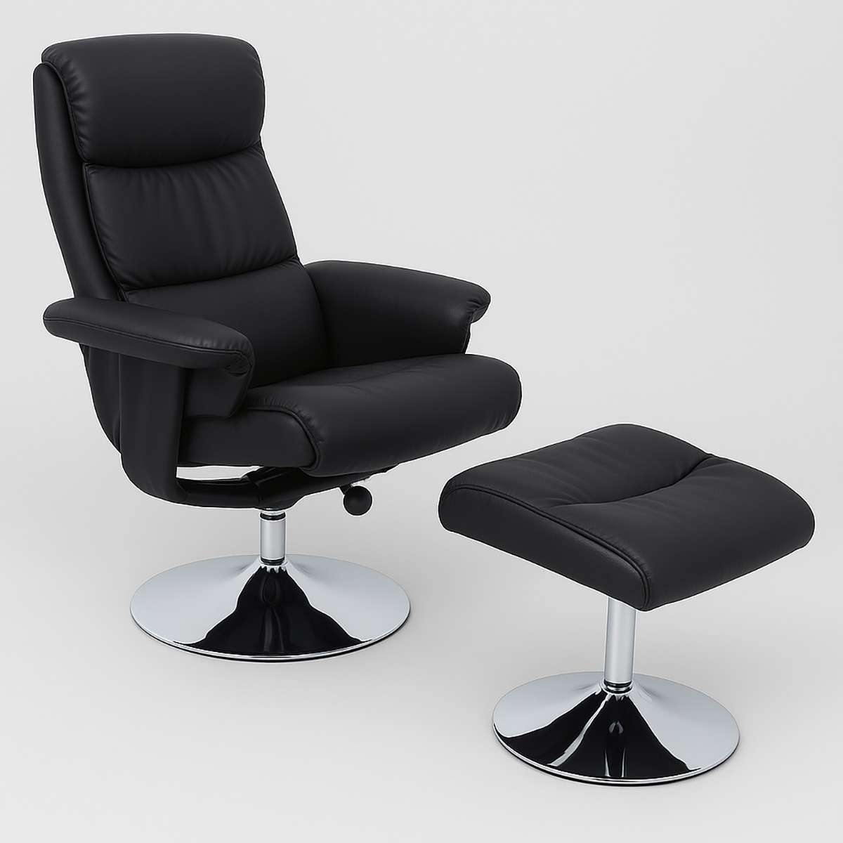 Denton Black Leather Effect Chair And Fo