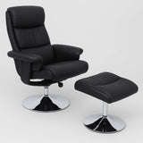 Denton Black Leather Effect Chair And Fo