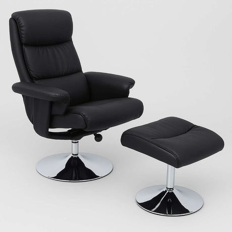 Denton Black Leather Effect Chair And Fo