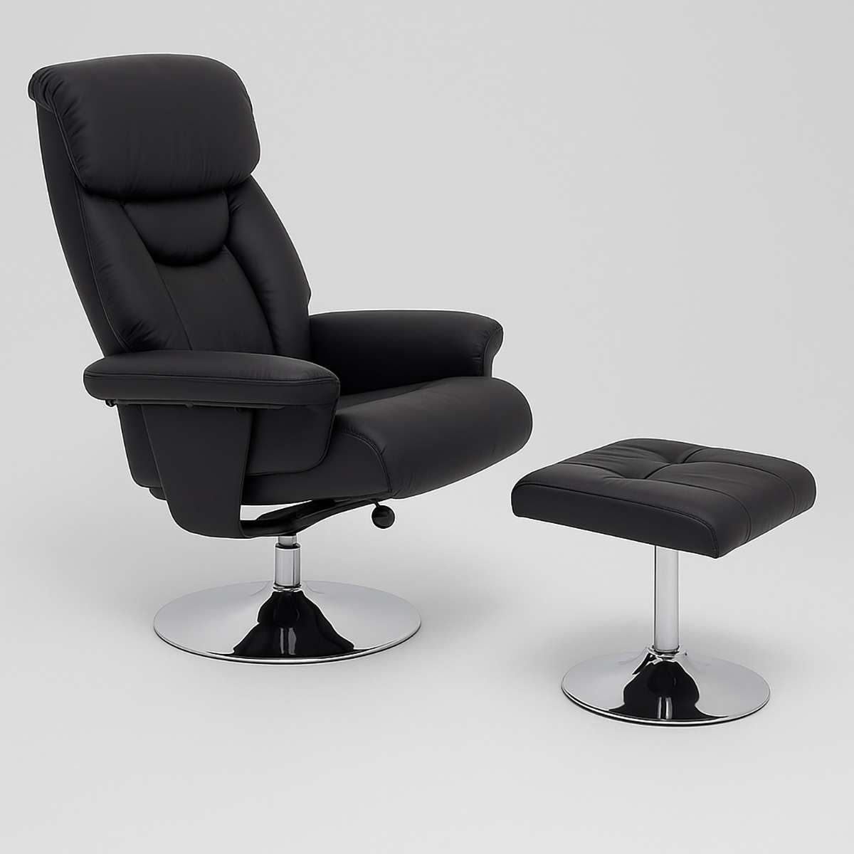 Denton Black Leather Effect Reclining Ch