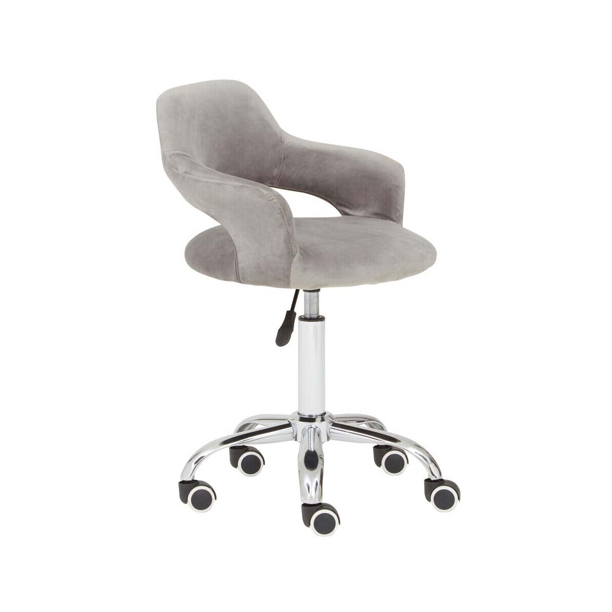 Fionna Grey Velvet Home Office Chair with Curved Back
