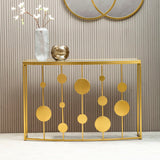 Farran Champagne Gold Finish Console Table With Mirror Top