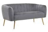 Larissa Two Seat Grey Velvet Sofa