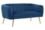 Larissa Two Seat Blue Velvet Sofa
