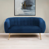 Larissa Two Seat Blue Velvet Sofa