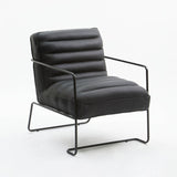 New Foundry Black leather Effect and Metal Frame Chair