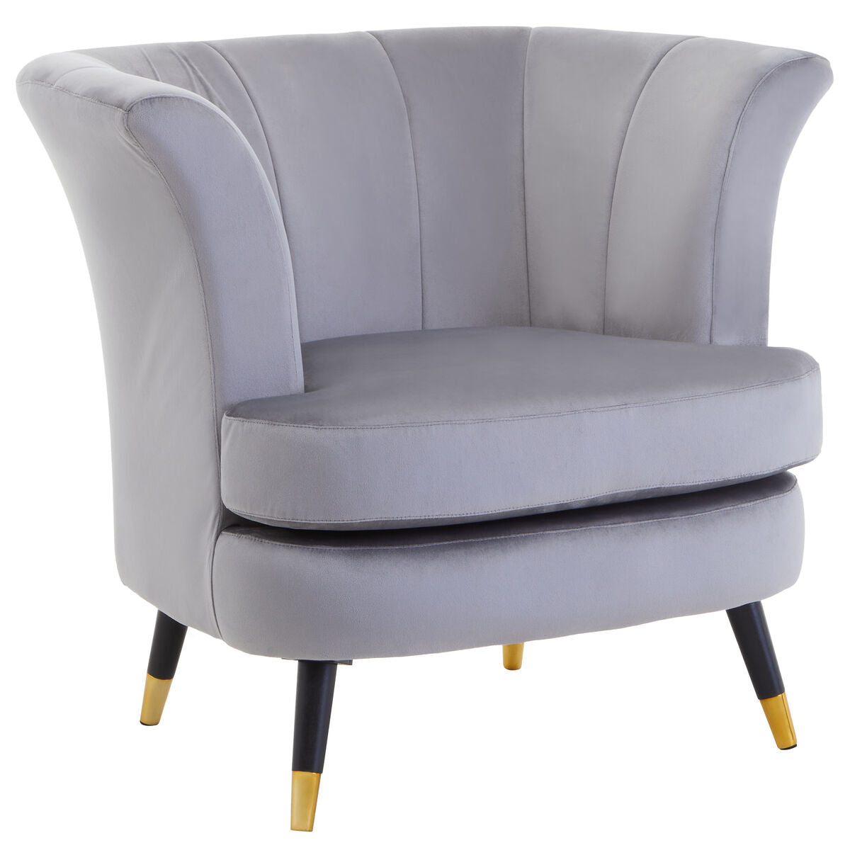 Loretta Grey Velvet Curved Accent Chair