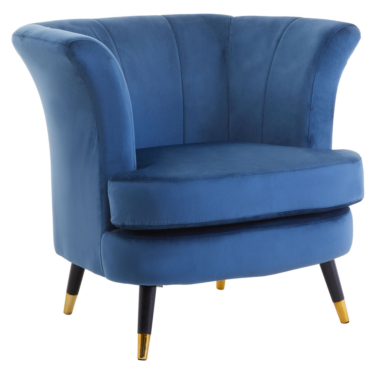Loretta Midnight Blue Velvet Curved Accent Chair