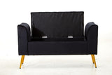 Loretta Black Velvet Ottoman Storage Bench