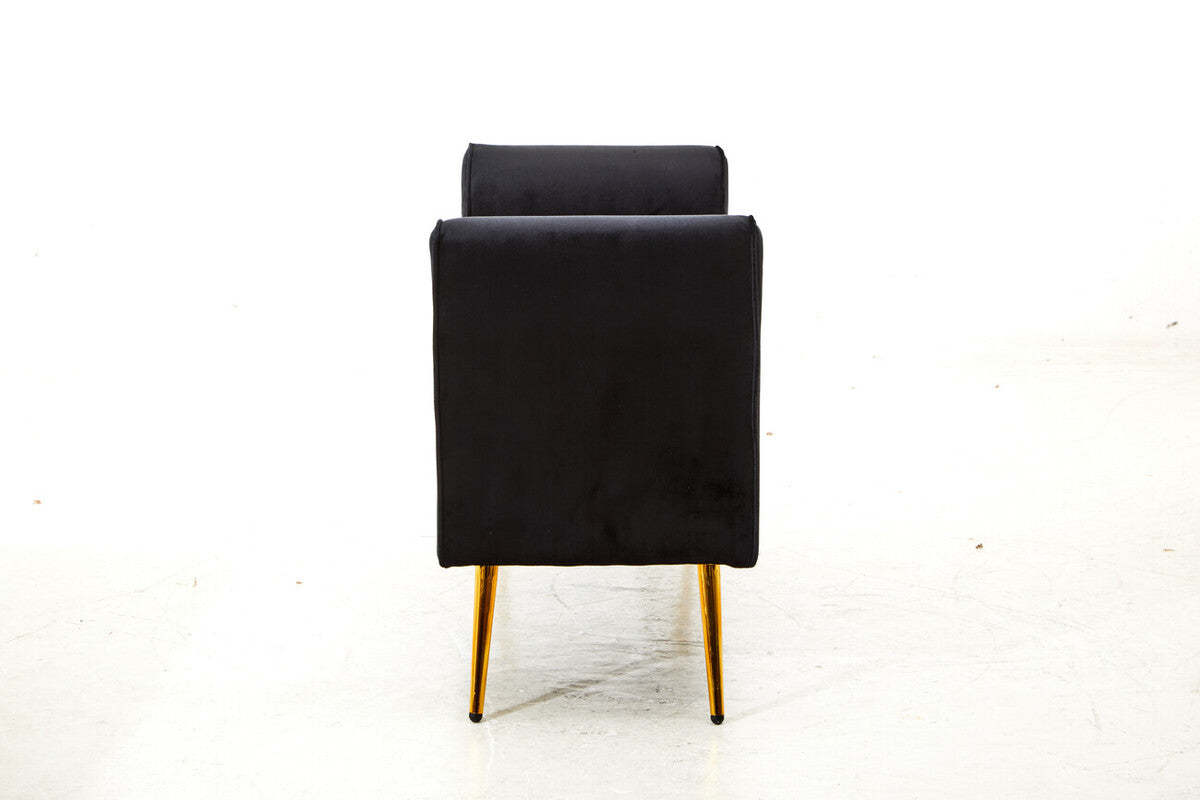 Loretta Black Velvet Ottoman Storage Bench