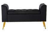 Loretta Black Velvet Ottoman Storage Bench