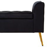 Loretta Black Velvet Ottoman Storage Bench