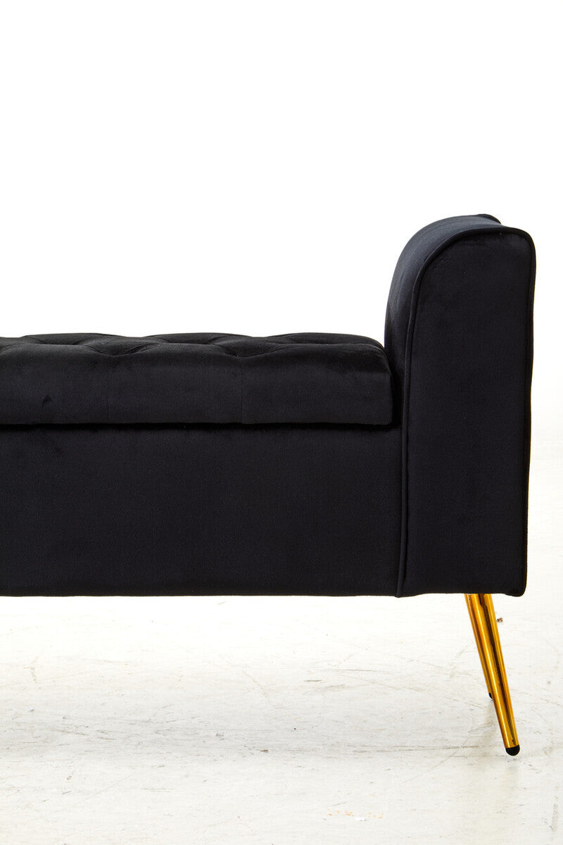 Loretta Black Velvet Ottoman Storage Bench