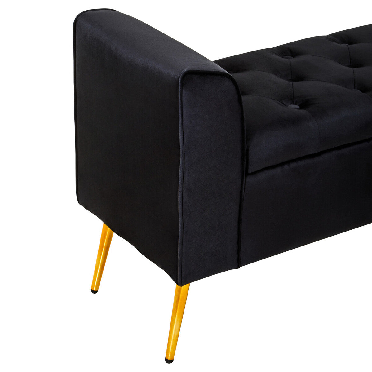 Loretta Black Velvet Ottoman Storage Bench