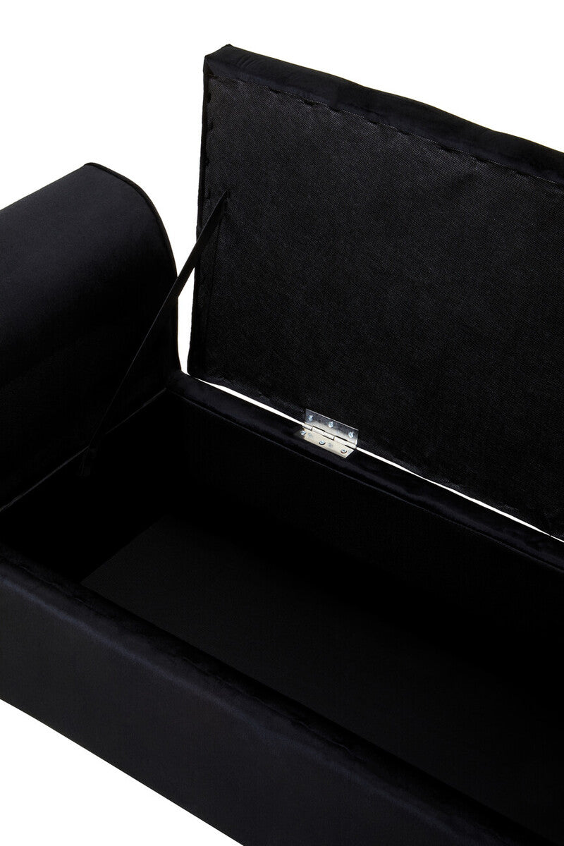 Loretta Black Velvet Ottoman Storage Bench