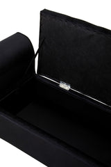 Loretta Black Velvet Ottoman Storage Bench