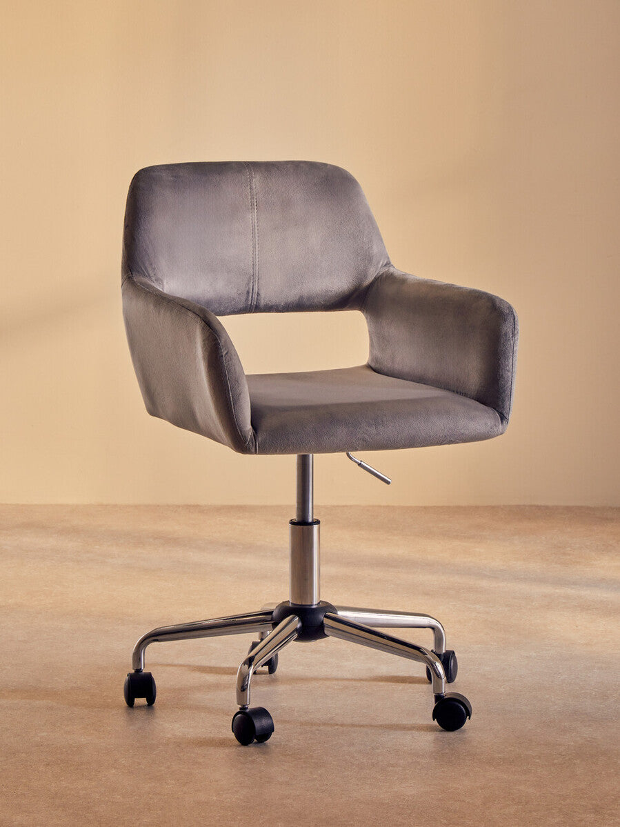 Brent Grey Velvet And Chrome Base Home Office Chair