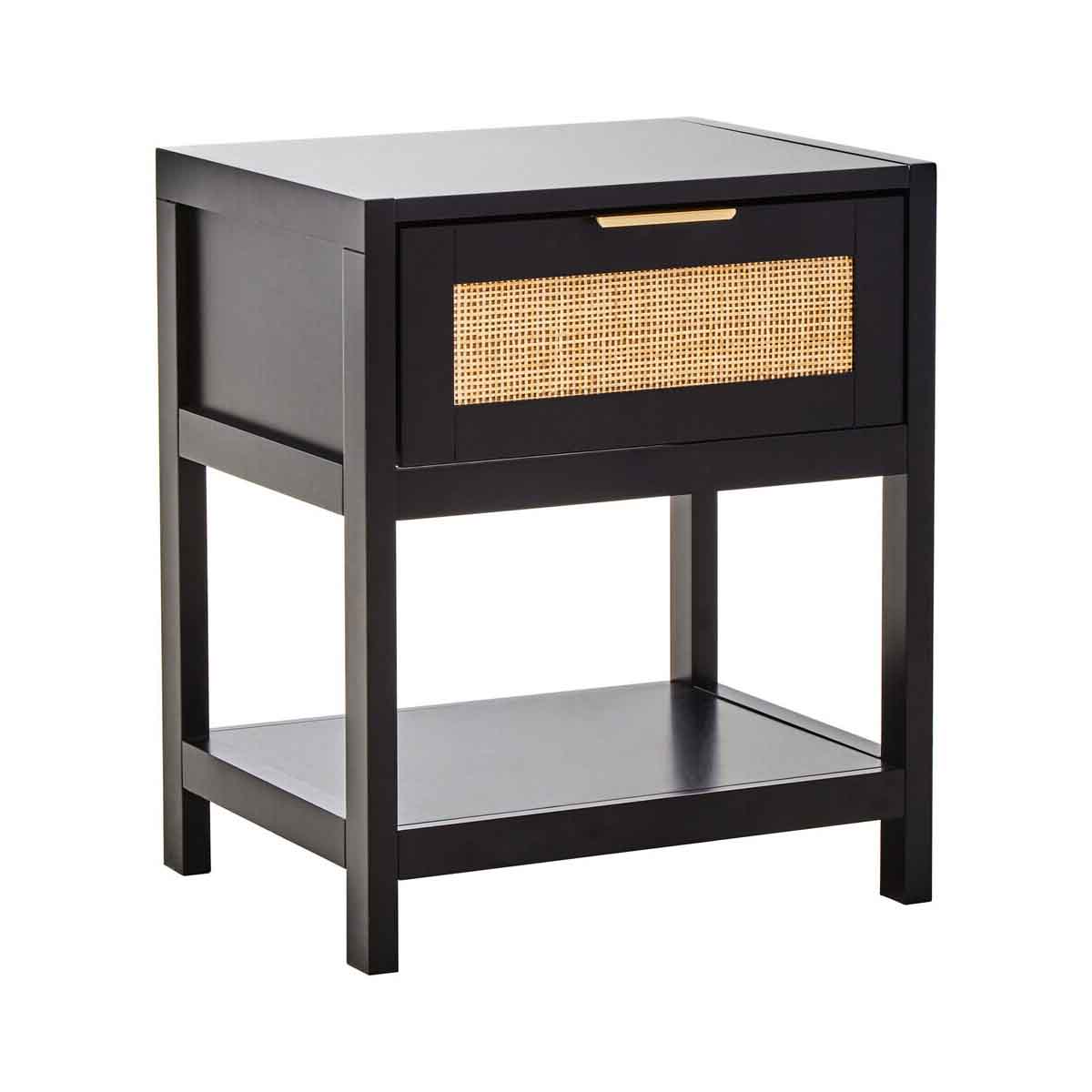 Sherman Black and Natural Bedside Table