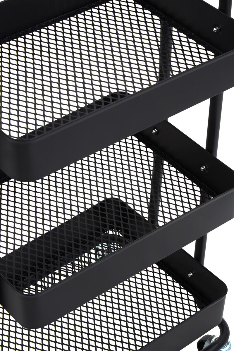 Acero Three Tier Black Metal Trolley