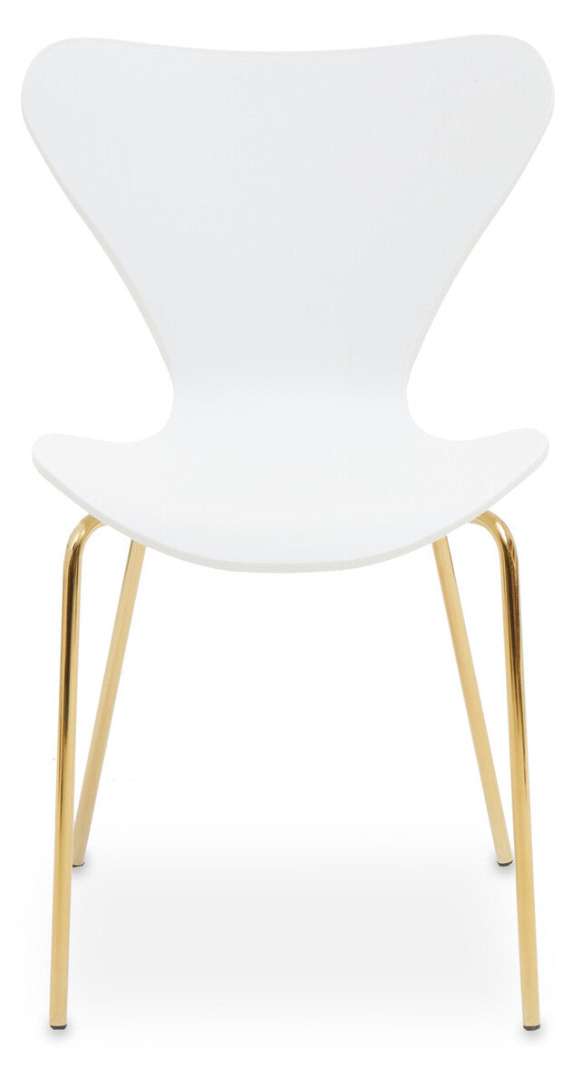 Laila White Seat Dining Chair With Gold Chrome Legs