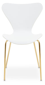 Laila White Seat Dining Chair With Gold Chrome Legs