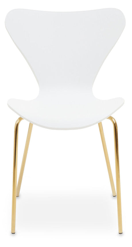 Laila White Seat Dining Chair With Gold Chrome Legs