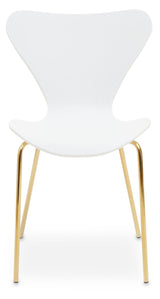 Laila White Seat Dining Chair With Gold Chrome Legs