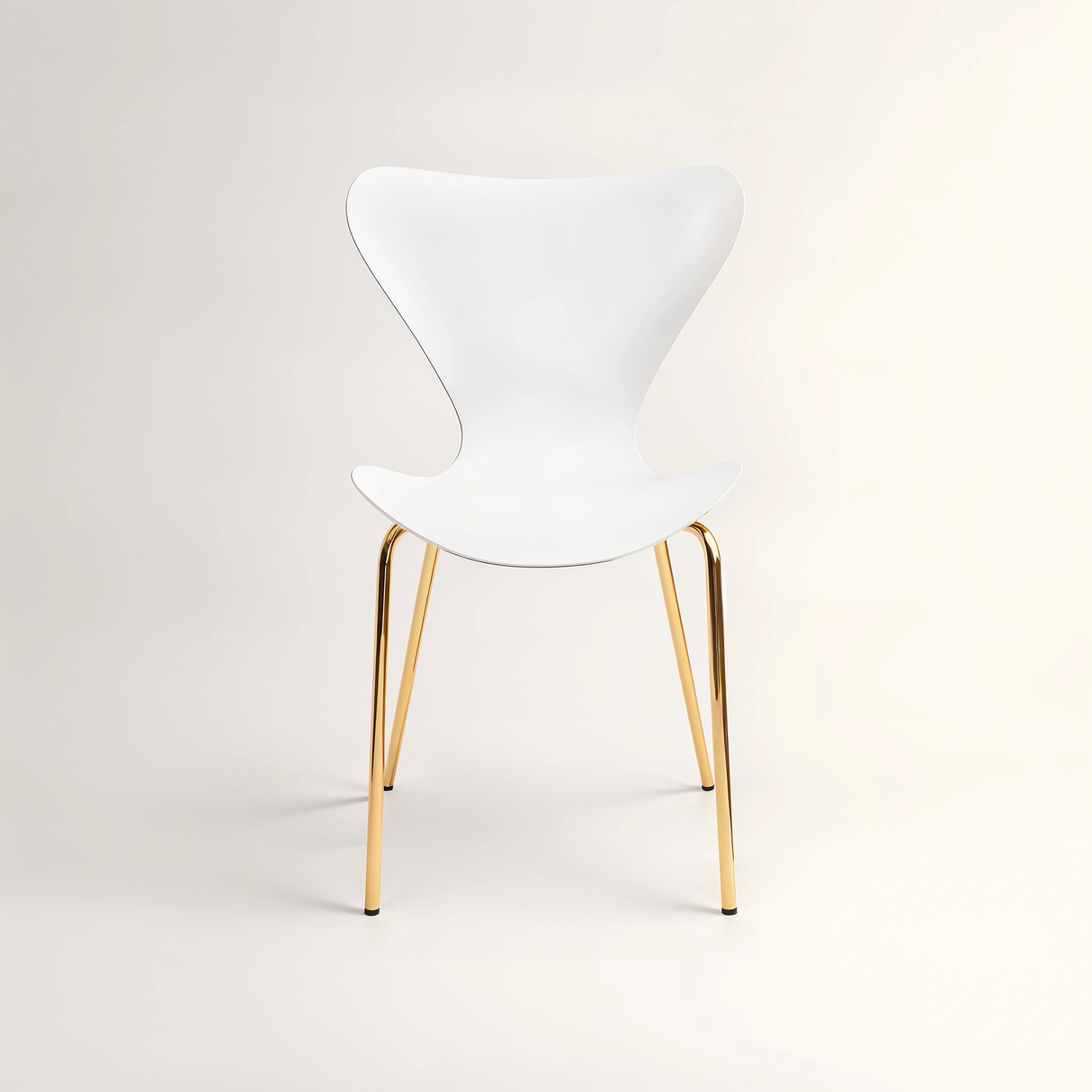 Laila White Seat Dining Chair With Gold Chrome Legs