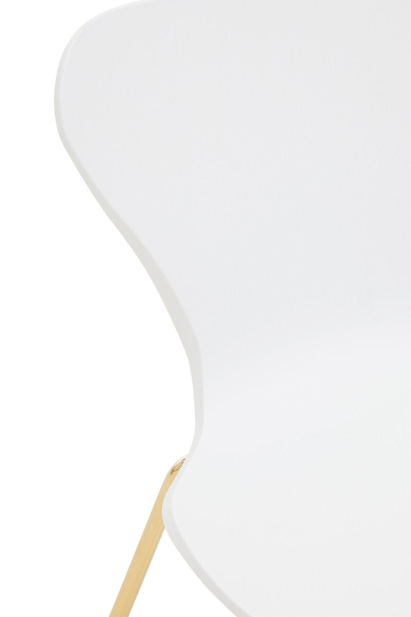 Laila White Seat Dining Chair With Gold Chrome Legs