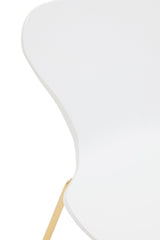 Laila White Seat Dining Chair With Gold Chrome Legs
