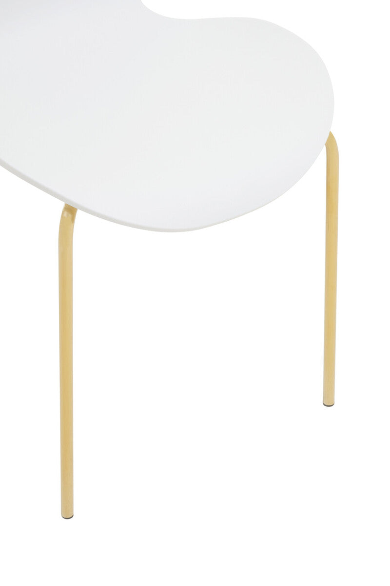 Laila White Seat Dining Chair With Gold Chrome Legs