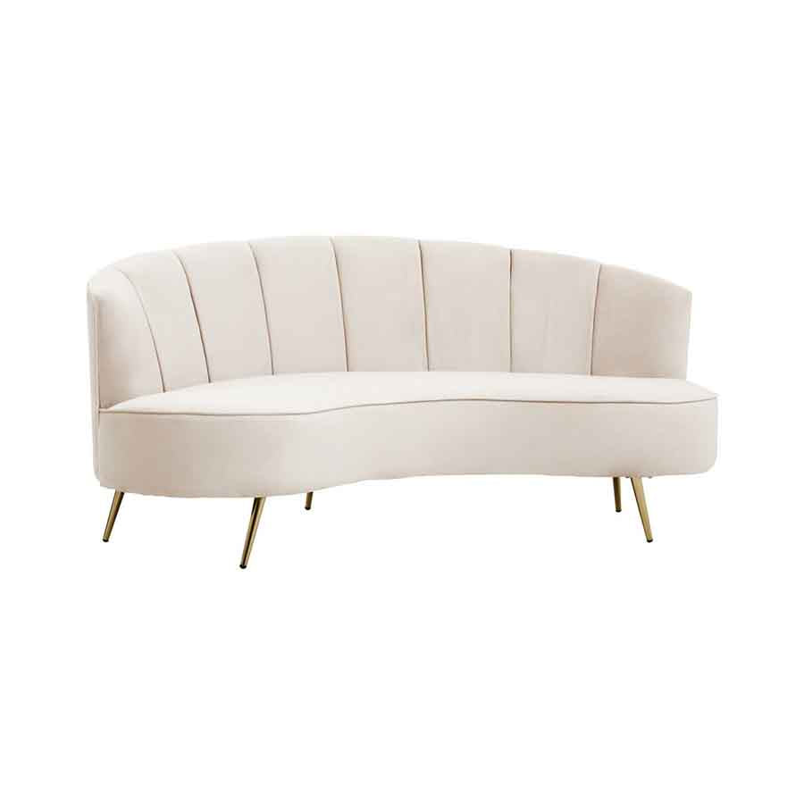 Hasna Three Seat Beige Velvet Sofa