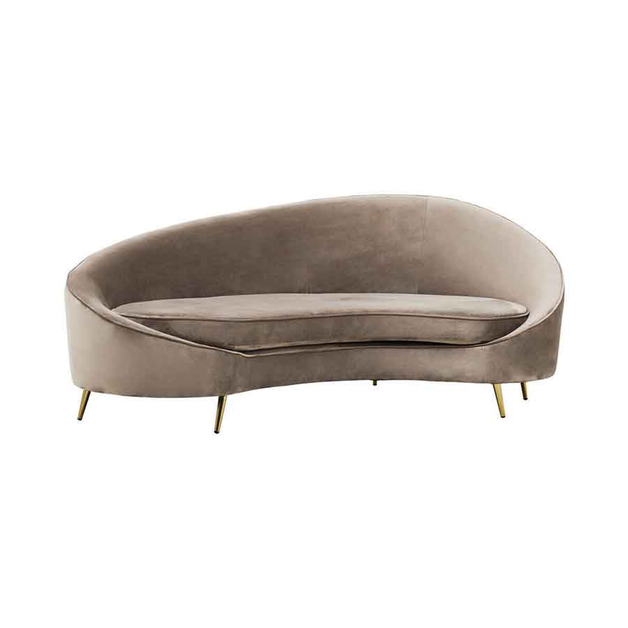 Hasina Three Seat Mink Velvet Sofa