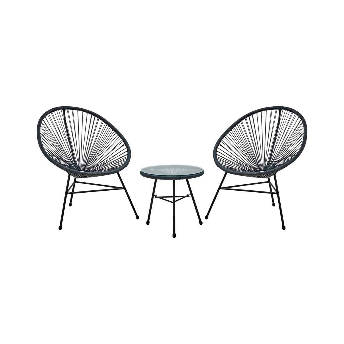 Miami Grey Rattan 3 Piece Patio Set