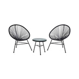 Miami Black Rattan 3 Piece Patio Set