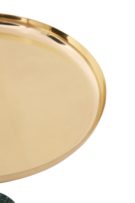 Avola Gold Side Table with Green Marble Effect Base