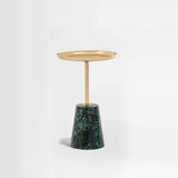 Avola Gold Side Table with Green Marble Effect Base