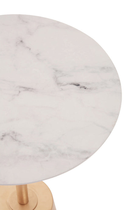 Avola White Marble Effect Top Gold Base Side Table