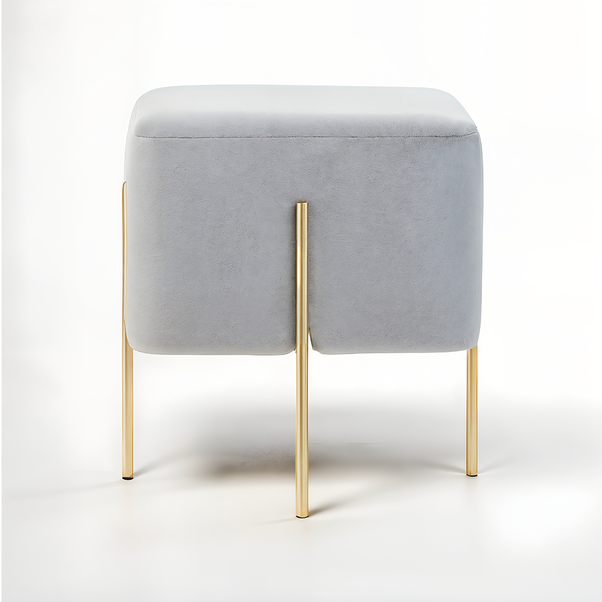 Hayes SquareÂ Grey Velvet Stool