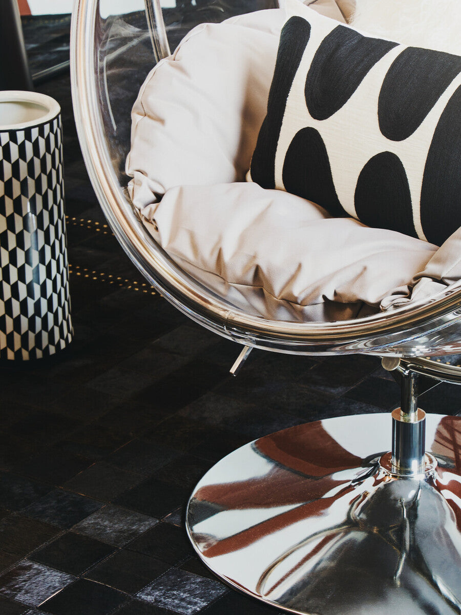 Goa Clear Swing Chair With Grey Cushions