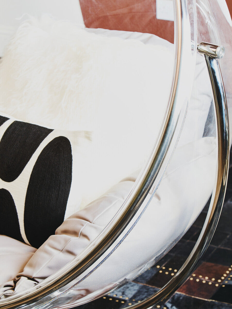 Goa Clear Swing Chair With Grey Cushions