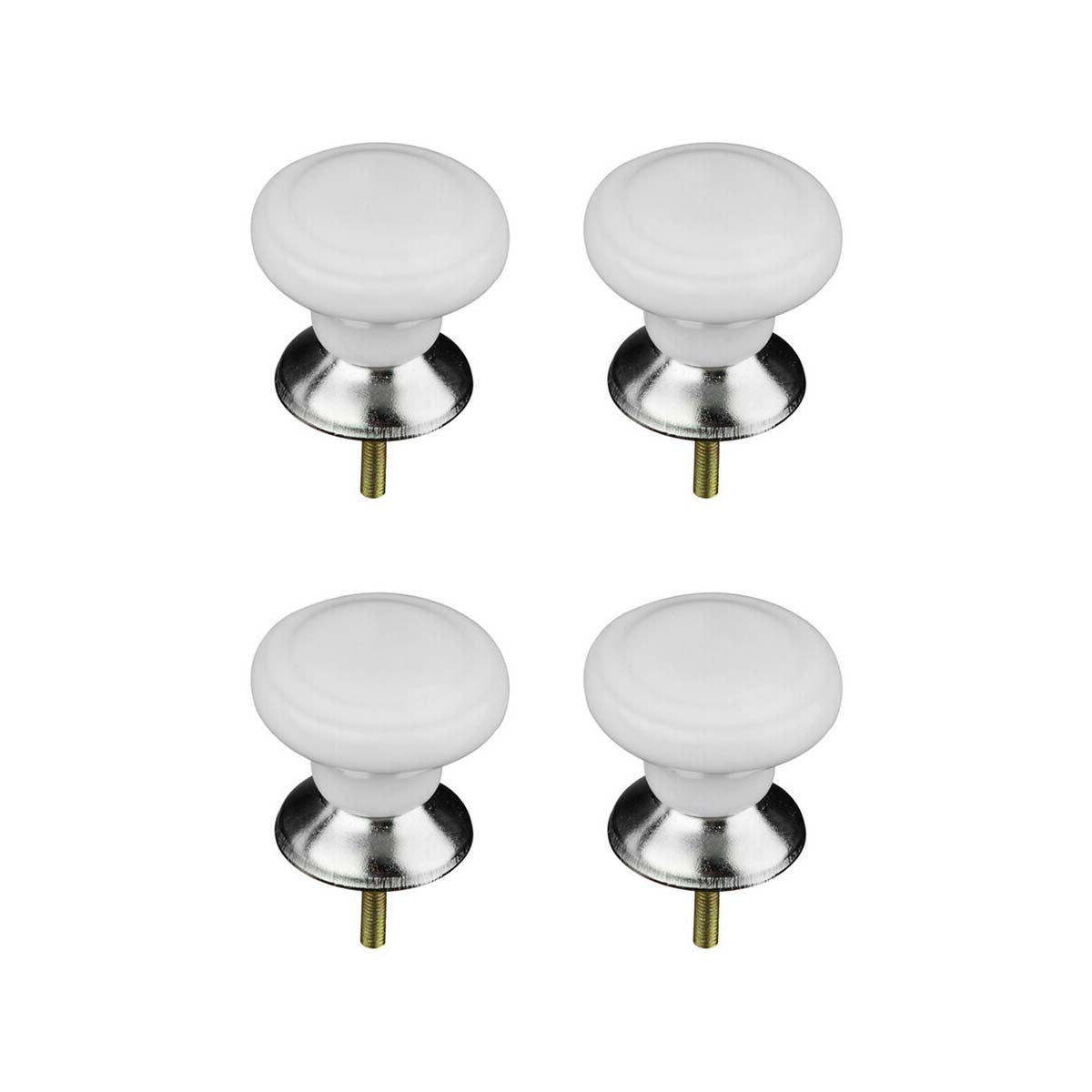 Set of 4 Classic Design White Ceramic Drawer Knobs