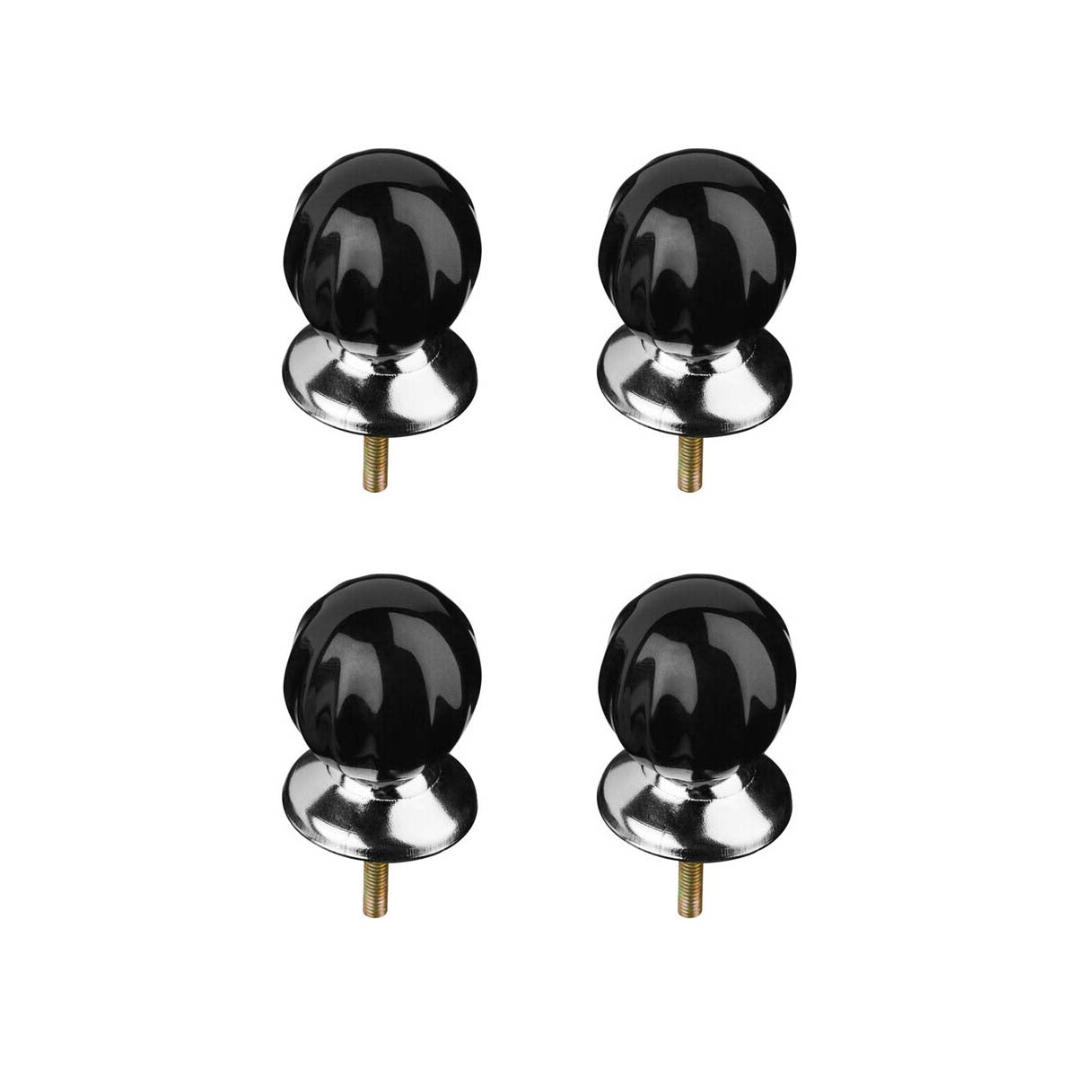 Set of 4 Retro Style Black Ceramic Drawer Knobs