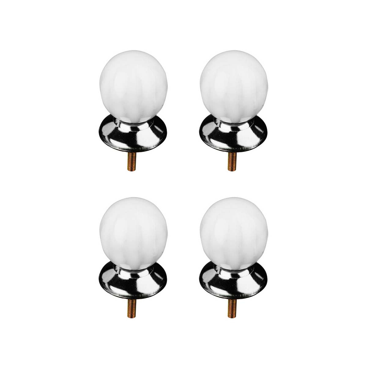 Set of 4 Retro Style White Ceramic Drawer Knobs